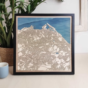 Carte en bois personnalisée d'Édimbourg - Cadeau artistique personnalisé