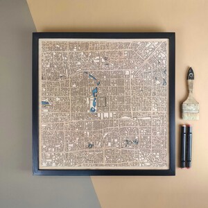 Carte en bois personnalisée de Pékin - Cadeau d'art mural pour décoration d'intérieur