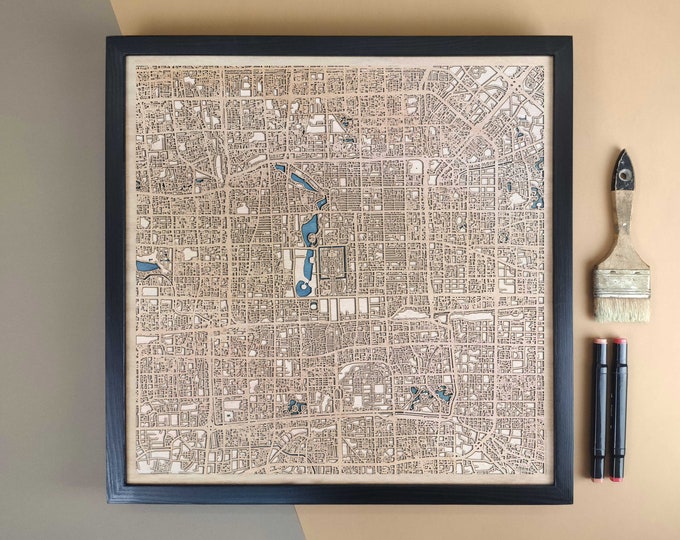 Beijing Personalized Wooden Map - Home Decor Wall Art Gift