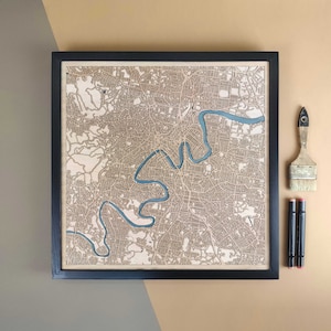 Brisbane Personalisierte Holz Karte - Wohnkultur Wand Kunst Geschenk
