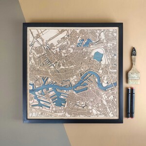 Carte en bois personnalisée de Rotterdam - Cadeau d'art mural pour décoration d'intérieur