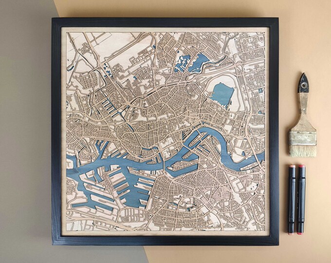 Rotterdam Personalized Wooden Map - Home Decor Wall Art Gift
