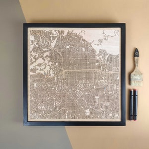 Carte en bois personnalisée de Pasadena - Cadeau d'art mural pour décoration d'intérieur