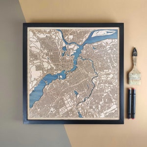 Carte en bois personnalisée d'Ottawa - Cadeau d'art mural décoration d'intérieur