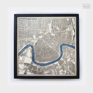 New Orleans Holz Karte - Geschenk zum 5. Jahrestag - Benutzerdefinierte Holzkarte Laser geschnittene gerahmte Karten Wandkunst - Hochzeit Verlobungsgeschenk für Paare