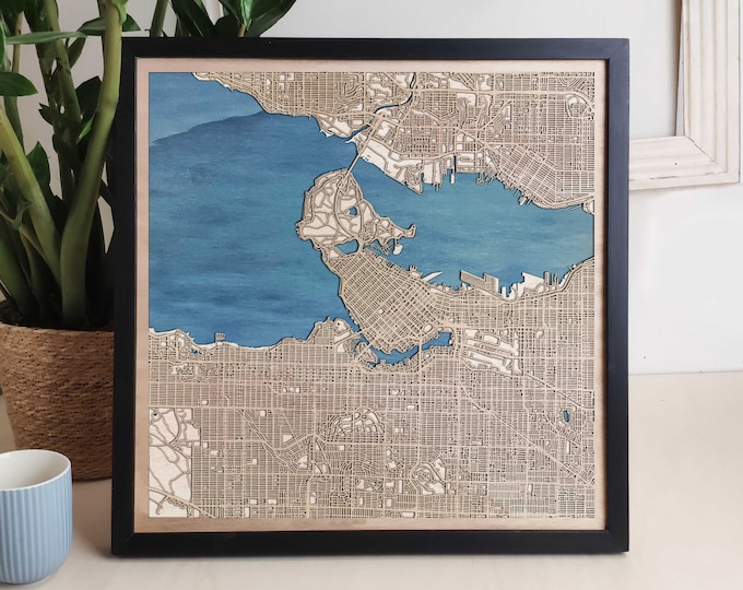 Vancouver Custom Wood Map - Personalized Art Gift