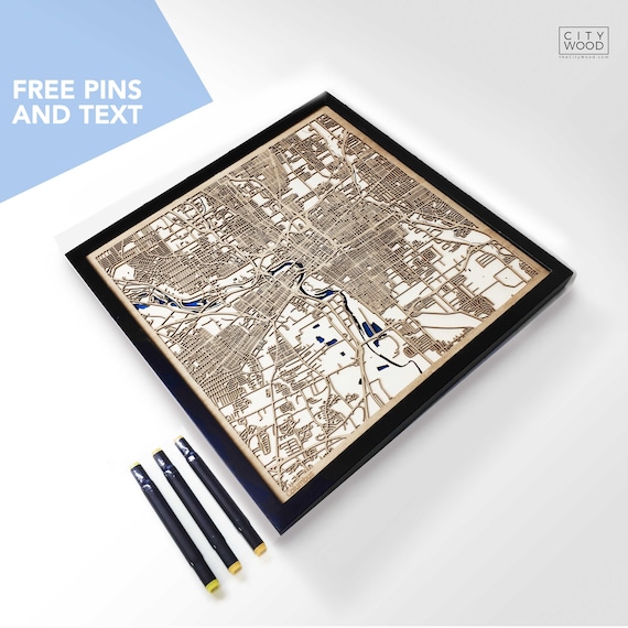Columbus Wood Map - Laser Cut Wood Gifts