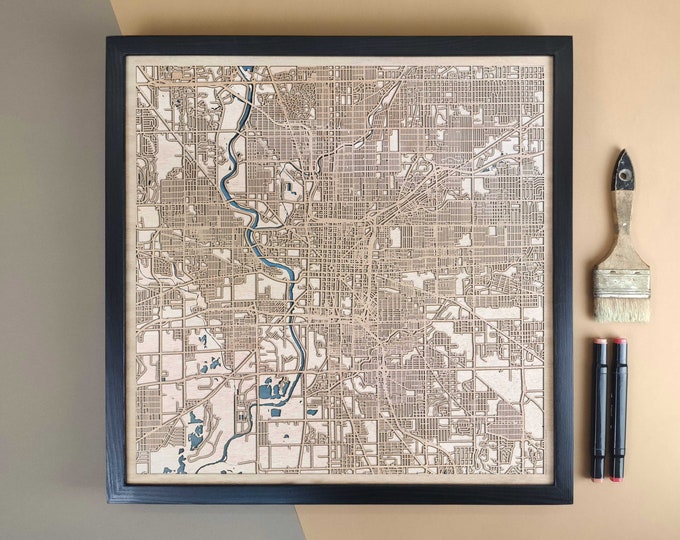Indianapolis Personalized Wooden Map - Home Decor Wall Art Gift