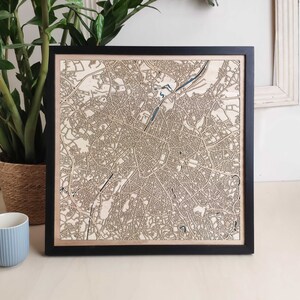 Carte en bois personnalisée de Bruxelles - Cadeau artistique personnalisé
