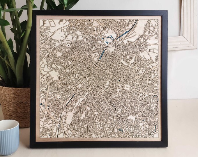 Brussels Custom Wood Map - Personalized Art Gift