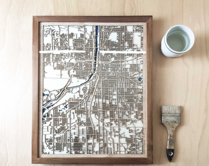 Grand Rapids Wood Map - 3D Laser Cut Map