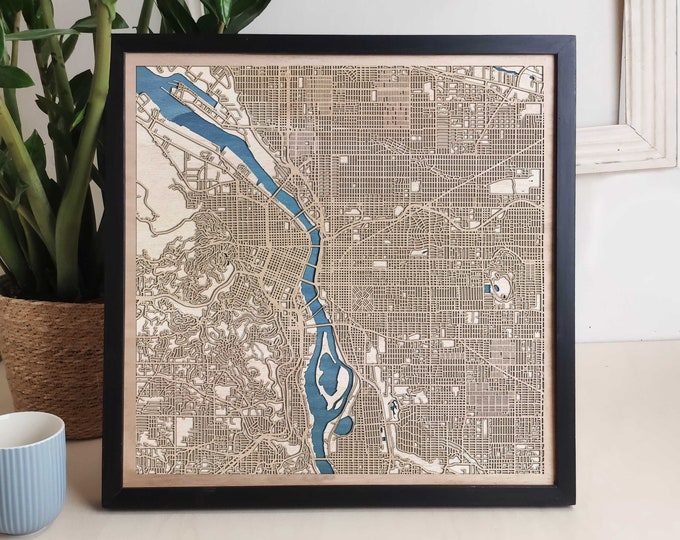 Portland Custom Wood Map - Personalized Art Gift