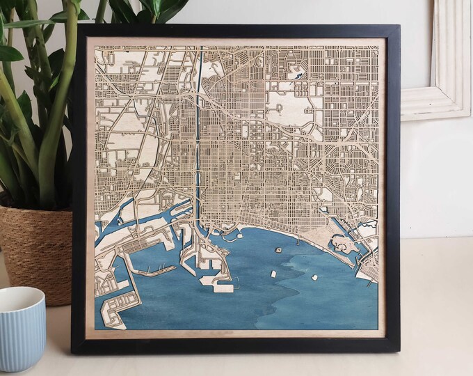 Long Beach Custom Wood Map - Personalized Art Gift