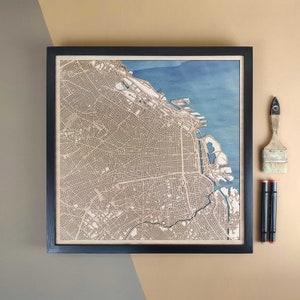 Carte en bois personnalisée de Buenos Aires - Cadeau d'art mural pour décoration d'intérieur