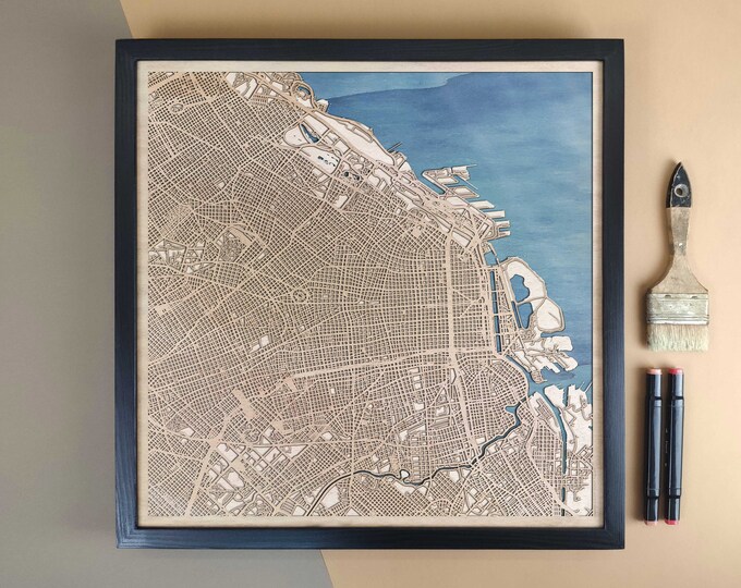 Buenos Aires Personalized Wooden Map - Home Decor Wall Art Gift