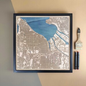 Carte en bois personnalisée de Tacoma - Cadeau d'art mural pour décoration d'intérieur