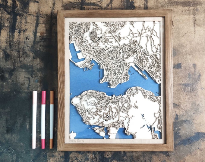 Hong Kong Wood Map - Wall Decor