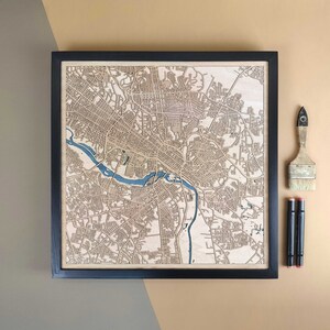 Carte en bois personnalisée de Richmond - Cadeau d'art mural pour décoration d'intérieur