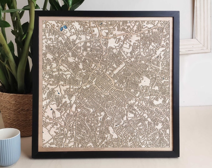 Charlotte Custom Wood Map - Personalized Art Gift