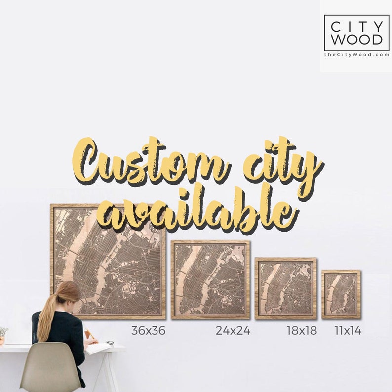 Custom Wooden City Map - 5th Anniversary Gift, Personalized Wood Art image 9