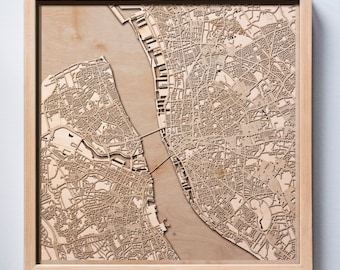 Liverpool Wooden Map -Laser Cut Wood Streets City Maps 3d Framed Minimal Minimalist Wall Art - Birthday Anniversary Christmas Wedding Gift
