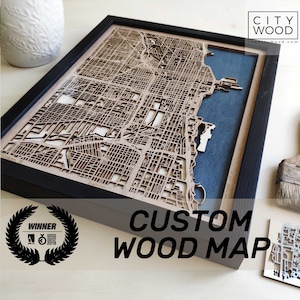 Custom Map Gift - Laser Cut - Engraved on Wood Map Personalized Gifts Wooden Map Wall Art Wood Wall Decor