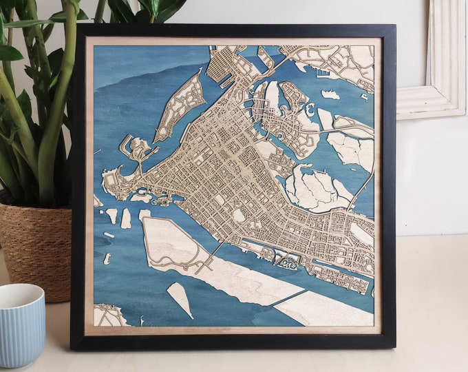 Abu Dhabi Custom Wood Map - Personalized Art Gift