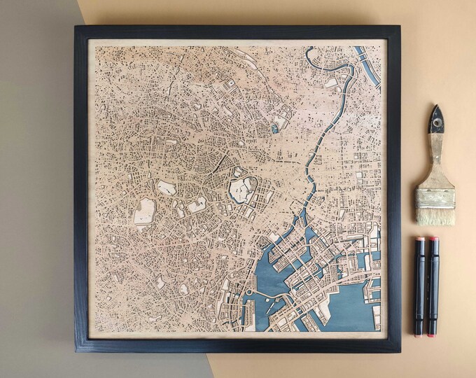 Tokyo Personalized Wooden Map - Home Decor Wall Art Gift
