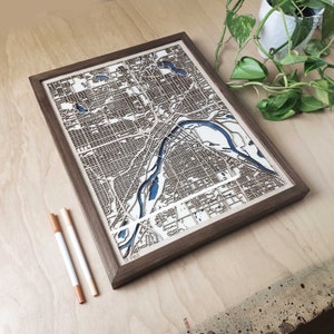 Carte en bois de Saint-Paul - Plan de la ville en 3D
