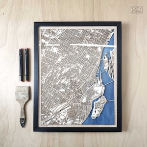 Carte en bois de Montréal - Carte découpée au laser 3D