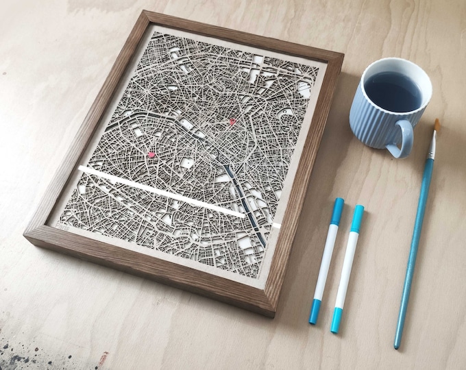 Paris Wood Map - 3D Laser Cut Map