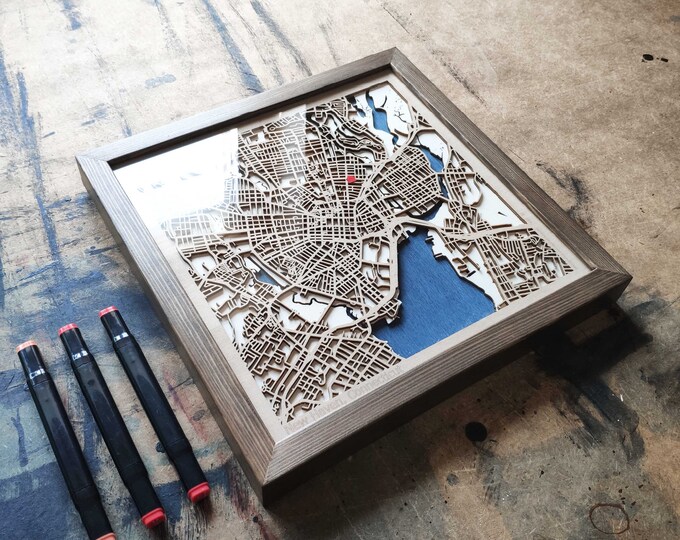 New Haven Wood Map - 3D Laser Cut Map