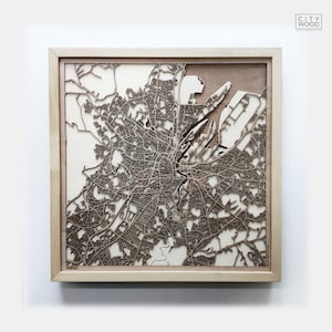 Beltz Holzkarte - Lasergeschnittene Holzstraßen Stadtplan 3D gerahmt Minimal Minimalistische Wandkunst - Geburtstag Jahrestag Weihnachtshochzeitsgeschenk