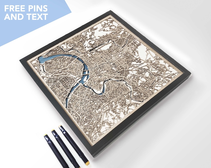 Taipei Wood Map - Laser Cut Wood Gifts