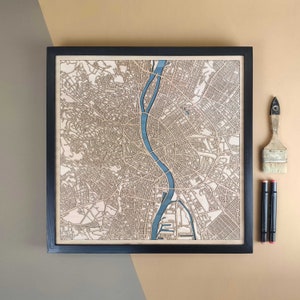 Carte en bois personnalisée de Budapest - Cadeau d'art mural pour décoration d'intérieur