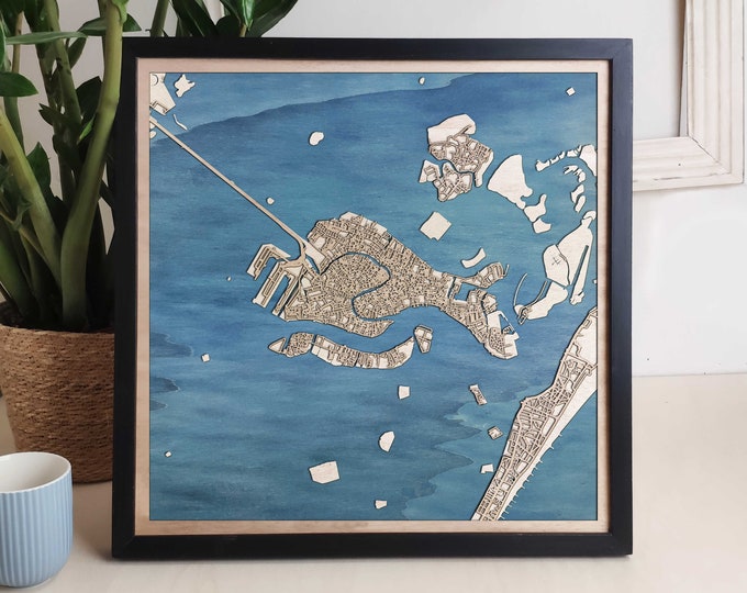 Venice Custom Wood Map - Personalized Art Gift