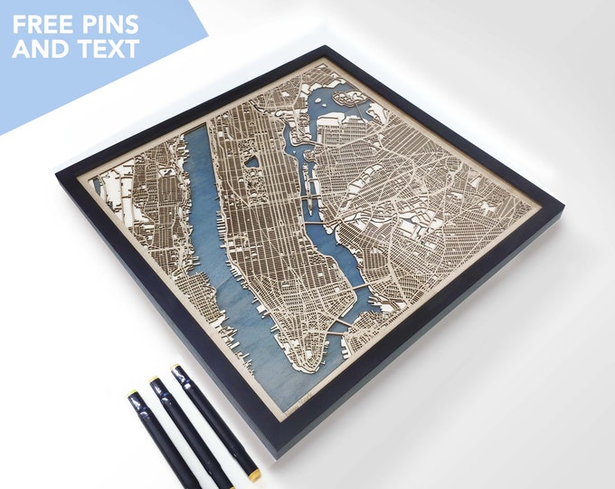 New York Wood Map - Laser Cut Wood Gifts