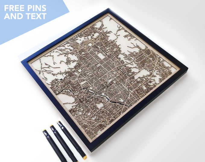 Kyoto Wood Map - Laser Cut Wood Gifts