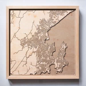 Wellington Holzkarte - Lasergeschnittene Holzstraßen Karten 3d gerahmt Minimal Minimalistische Wandkunst - Geburtstag Jahrestag Weihnachtshochzeitsgeschenk