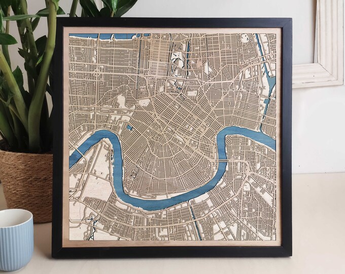 New Orleans Custom Wood Map - Personalized Art Gift