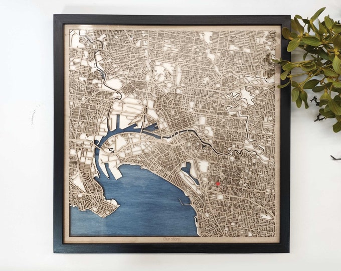 Melbourne Wood Map - 3D Laser Cut Map