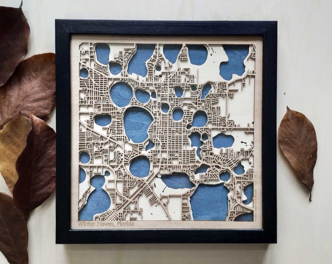 Winter Haven Wood Map - 3D Laser Cut Map