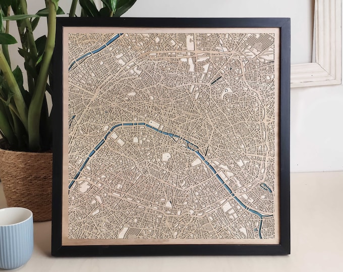 Paris Custom Wood Map - Personalized Art Gift