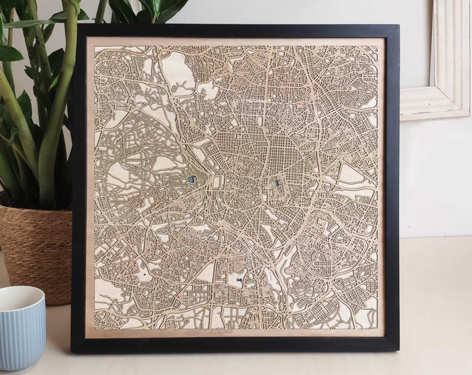 Madrid Custom Wood Map - Personalized Art Gift