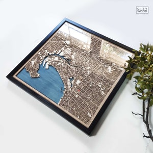 Carte en bois de Melbourne - Plan de la ville en 3D