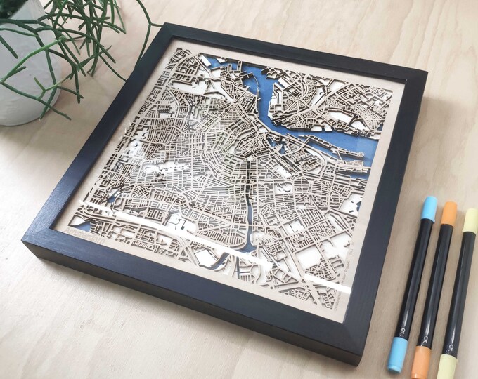 Amsterdam Wood Map - 3D Laser Cut Map