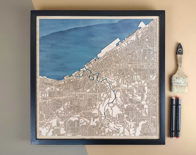Cleveland Personalized Wooden Map - Home Decor Wall Art Gift