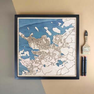 Carte en bois personnalisée de Reykjavik - Cadeau d'art mural pour décoration d'intérieur