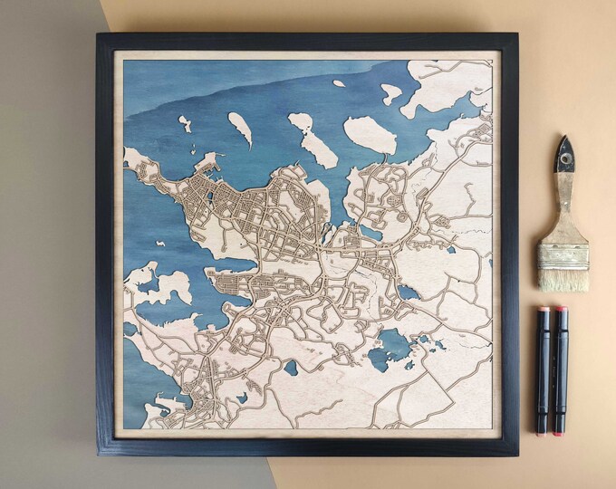 Reykjavik Personalized Wooden Map - Home Decor Wall Art Gift