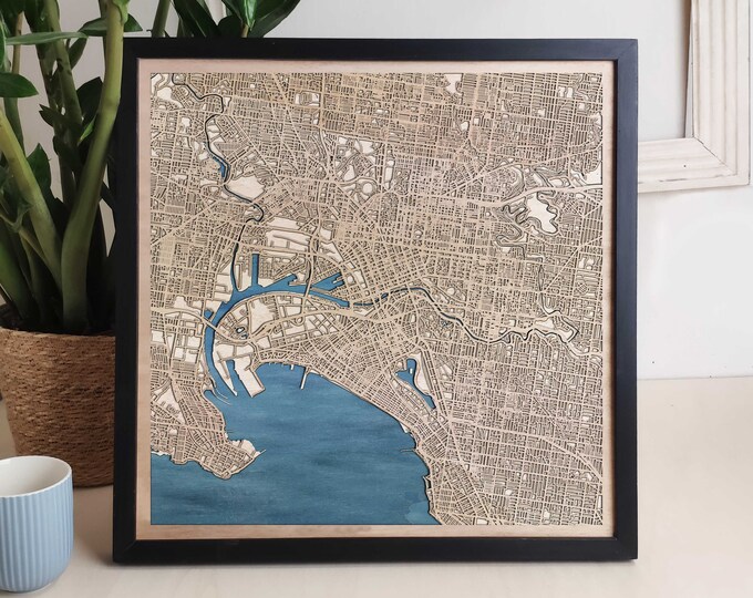Melbourne Custom Wood Map - Personalized Art Gift